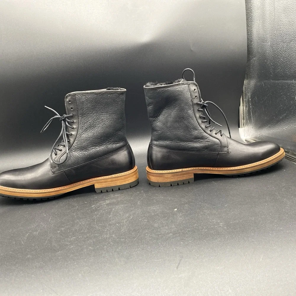 Aldo Scibelli‎ Men's Black Leather Lace-Up Boots US 9.5 New No Box